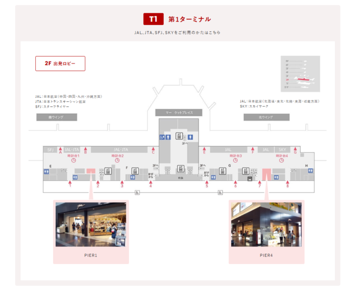 羽田空港受取可能店舗の図